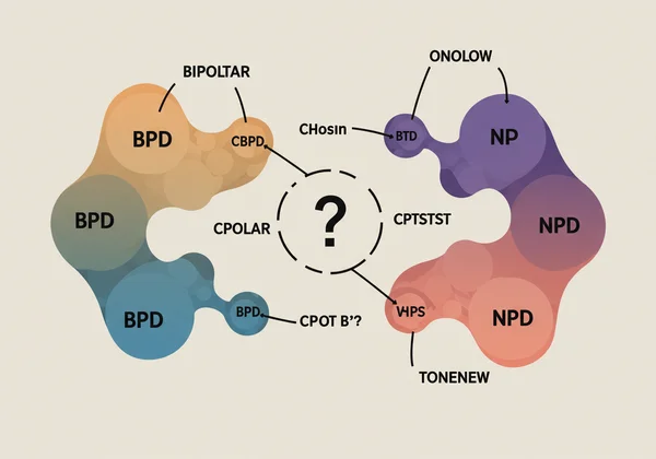 Abstract image of various mental health conditions overlapping.