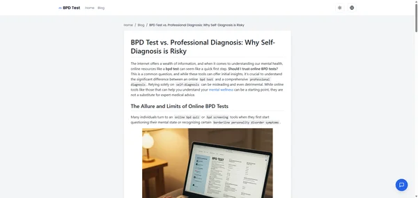 BPD Test vs. Professional Diagnosis: Why Self-Diagnosis is Risky