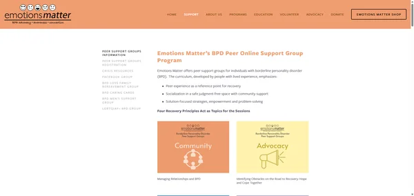 Emotions Matter BPD Support Groups