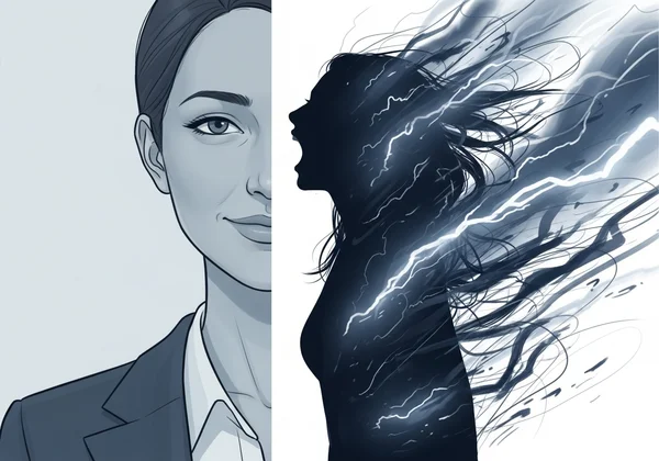 Mujer que parece calmada por fuera pero caótica por dentro