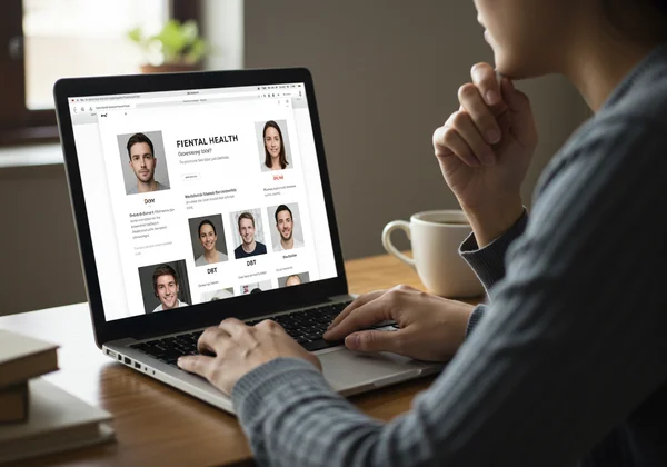 Person searching for mental health professional online.