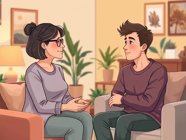 Illustration of a therapist and patient in a counseling session